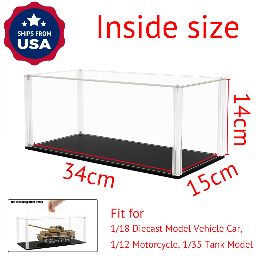 US Acrylic Display Case 13.3″ L Box Self-Install Dustproof for 1/18 Model Car