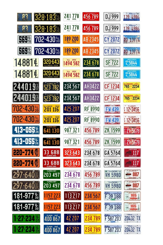1/25 scale model car assorted USA Illinois license plates state tags 1:25