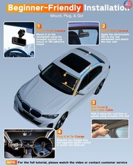 WECOOL 4K UHD 3 Channel Dash Cam Front and Rear Inside, Free 64GB Card