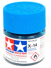 Tamiya 81514 X-14 Sky Blue 1/3 oz Acrylic “Mini” Paint Bottle