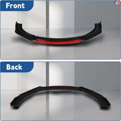 Silscvtt Universal Glossy Black Front Bumper Lip Spoiler Splitter 4 Pieces Kit