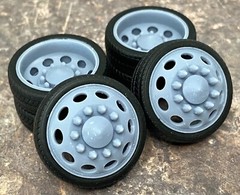 Resin 1/24 Scale: 26-in. “10 Oval Hole” Alcoa Dually Wheels W/ Low Profile Tires