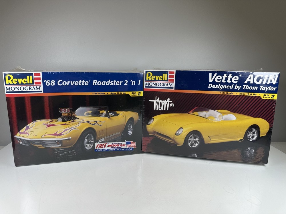 Revell Monogram ’68 Corvette Roadster 2 ‘n 1 and Vette AGIN 1:24 Scale BUNDLE
