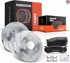 A-Premium 12.00 inch (304.70mm) Front Drilled and Slotted Disc Brake Rotors +