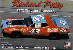 Salvinos JR Models RPCP1972D Richard Petty 1972 Chrysler Plymouth model kit