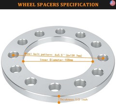 BRTEC 1/2″ (12mm) 6×5.5 to 6×5.5 4PCS Wheel Spacers 108mm Inner Diameter for
