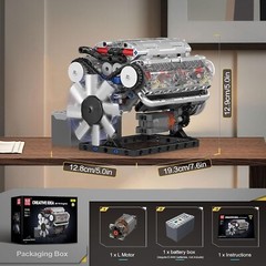 Interactive V8 Engine Model – DIY Building Kit with Moving Parts for Ages 14+