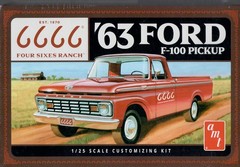 AMT1559 1963 Ford F-100 Pickup Four Sixes Ranch Version 1/25 Scale Model Kit