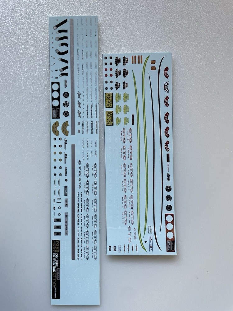 1970 Pontiac GTO D98 Rally Stripe 1/25 Model Car Decals
