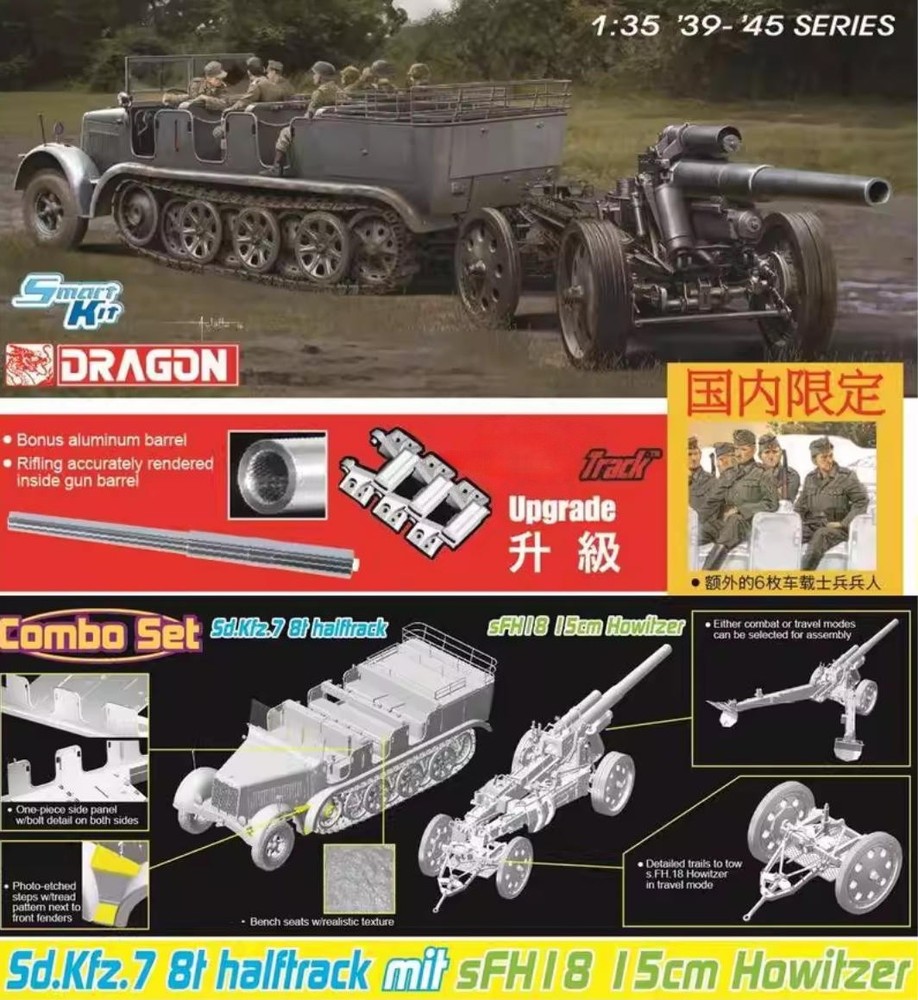 Dragon 6918 1/35 Sd.Kfz.7 8t Halftrack w/sFH18 Howitzer Precision Upgrade Ver.