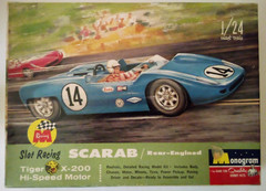 VTG MONOGRAM 1/24 SLOT CAR SCARAB RACING F1 FORMULA 1 W/BOX + EXTRA BODIES at