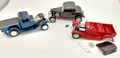 4 Rat Rod Models Lot- 1 Revell 85-2348 open box kit + 2 built Cars &1 parts car