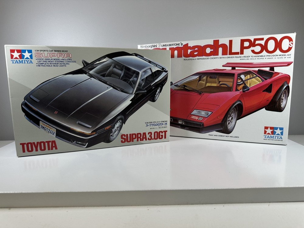 Tamiya Toyota Supra 3.0GT Turbo and Countach LP500S 1:24 Scale BUNDLE