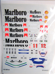 Studio 27 1:20 Scale McLaren MP4/4 “M@rlboro” Decal Sheet #ST27-DC171 for Tamiya