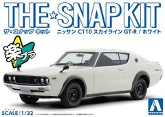 AOSHIMA 1/32 The Snap Kit Series Nissan C110 Skyline GT-R White Color Coded Plas