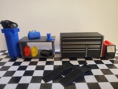 Toolbox Workbench Oil Pan Diesel Gas Vise Ramp 1/24 1/25 Scale Garage