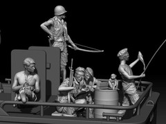 1/35 Scale Die-Cast Resin Figure Model Kit Boat Crews & Animals 5 Figures (No…