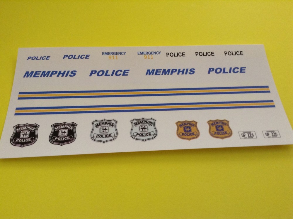 MEMPHIS TENNESSEE – 1/24 – 1/25th Scale Waterslide Police Decals