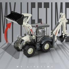 1/50 Scale Die-Cast Backhoe Loader Excavator Model – Dual-Function Construction