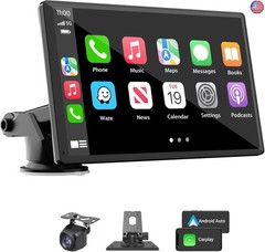 Portable Wireless Carplay Car Stereo, 7″ HD Touchscreen for Car with Apple
