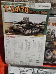 DRAGON T-34/76 Mod. 1940 TANK MODEL KIT #6092 from 2003-Complete(?) READ