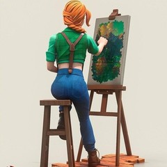 1/24 Scale Resin Figure Model Kit Female Oil Painter Leah Unassembled, Unpainted