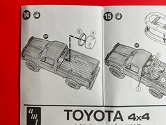 AMT- Toyota 4×4 Truck – Original Model Kit Instruction Sheet – 1/25