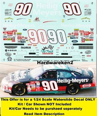 NASCAR DECAL #90 HEILIG-MEYERS 1998 FORD TAURUS DICK TRICKLE SLIXX 1/24