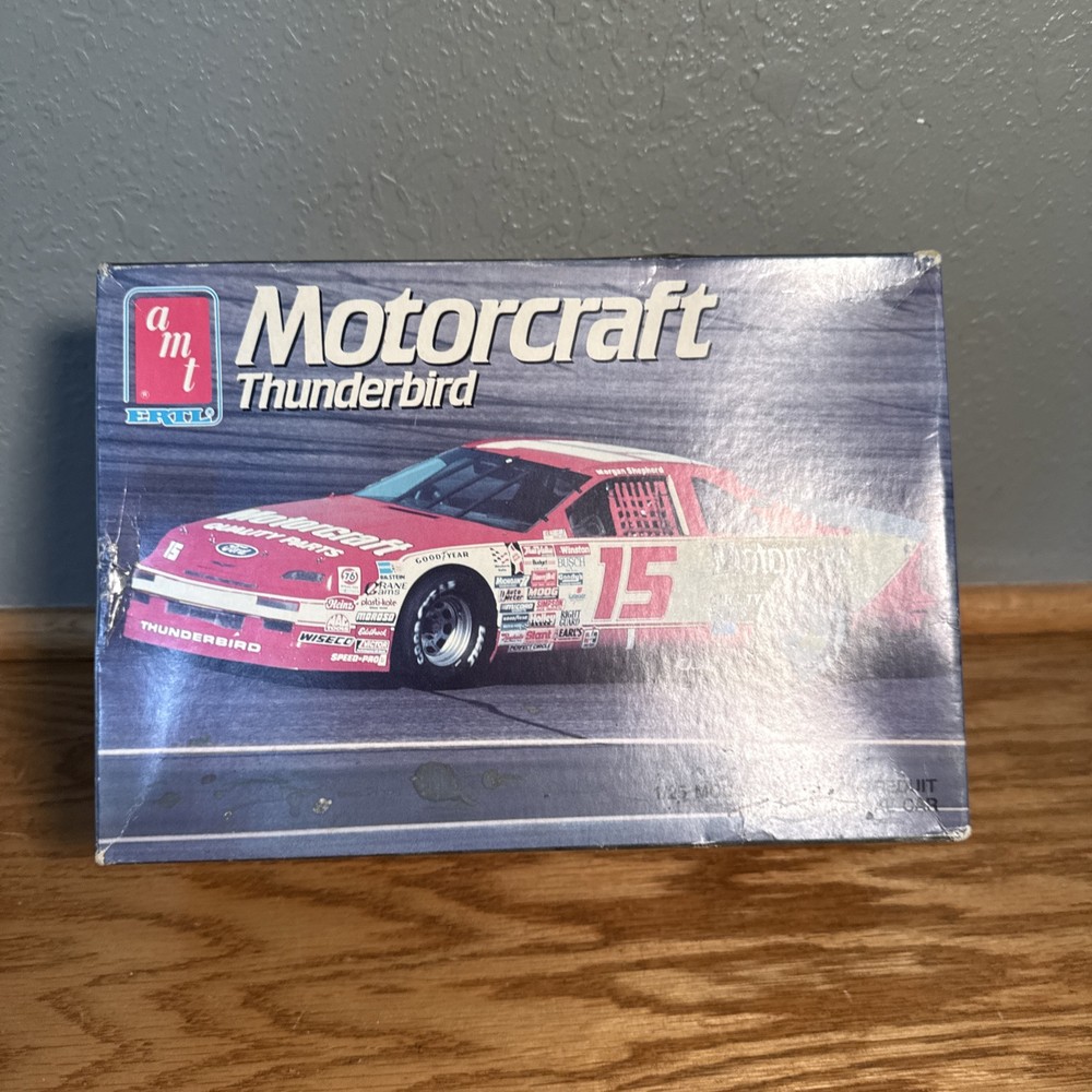 1990 AMT ERTL MORGAN SHEPHERD #15 MOTORCRAFT FORD THUNDERBIRD Model Kit Open Box
