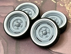 Resin 22 In. “Steelies W/ Bullet” Wheels, W/ One Inch Whitewalls,1/24 1/25 Scale