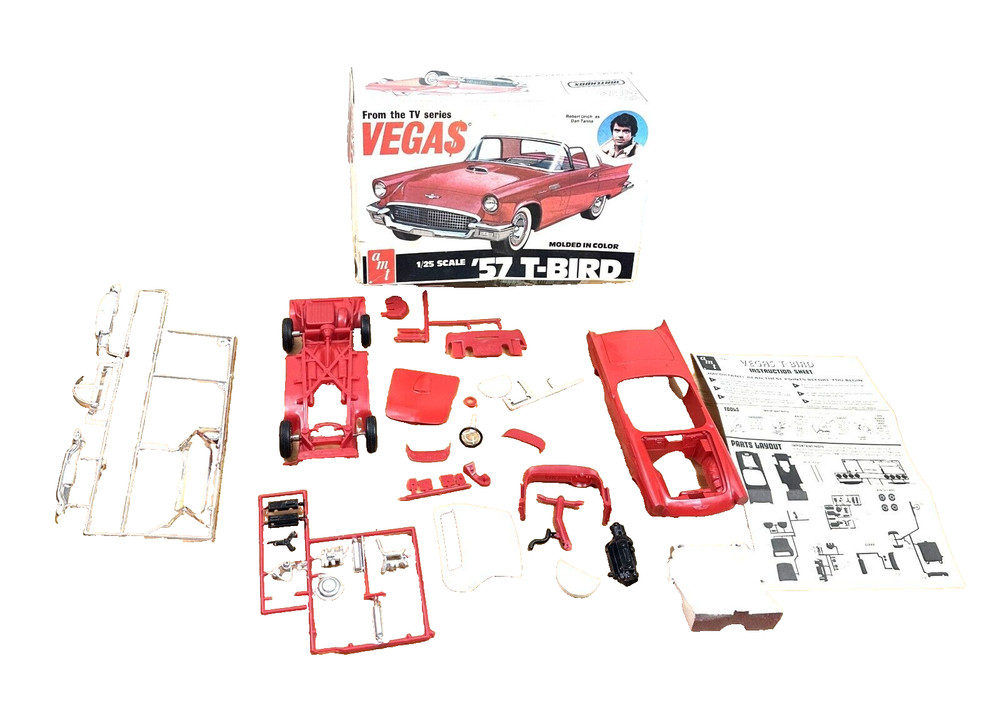 1979 Vintage AMT ’57 T-BIRD From Tv Series VEGAS #3105 1:25 Partially Built