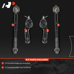 Set of 4, Front Inner Outer Tie Rod End Kit, Compatible with Kia Soul 2020-2023,