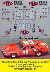 NASCAR DECAL #99 STP NASCAR 1971 PLYMOUTH ROAD RUNNER LORENZEN 1/25 POWERSLIDE