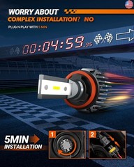 SEALIGHT 9005 H11 Fog Light Bulbs, 58,000LM 6500K 8 X Brighter 9005 H11 Bulbs