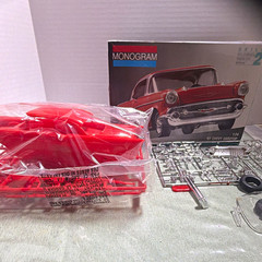 Monogram 1:24 ’57 Chevy Hardtop Skill 2 Red Plastic Car Model Kit Unassembled