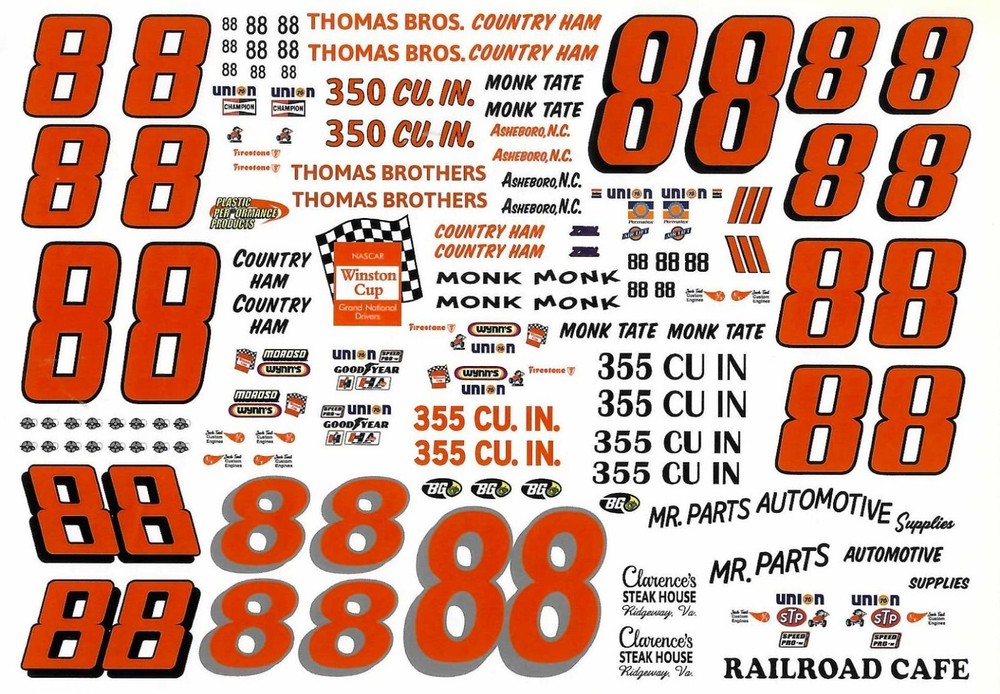 Plastic Performance Products #88 Monk Tate Chevelle/Nova/Omega 1/25 decal