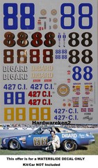 NASCAR DECAL #88 DiGARD RACING 1973-1974 CHEVROLET CHEVELLE DONNIE ALLISON 1/25