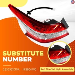 Left Side Outer Tail Light Assembly Compatible with Sentra 2013 2014 2015