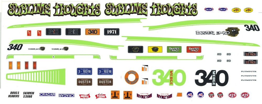 Plymouth Duster SUBLIME THOUGHTS 1/25th – 1/24th DECAL NHRA Drag