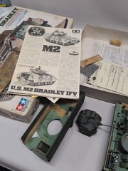 Lot(2) M2 Bradley Tank Kits (Started/Read) Academy Kit 13237 & Tamiya 35132