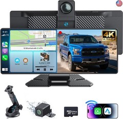 10.26″ Portable Carplay Screen for Car, 4K HD Car Stereo Touch Screen with