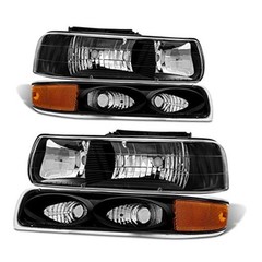 Headlight Assembly for 1999 2000 2001 2002 99-06 Black Housing Amber Reflector