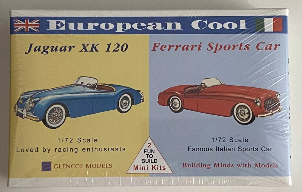 Glencoe Models #03604 European Cool Jaguar & Ferrari – 2 Mini Kits