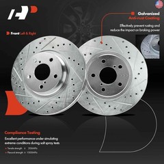 A-Premium 10.89 inch (276.50mm) Front Drilled and Slotted Disc Brake Rotors