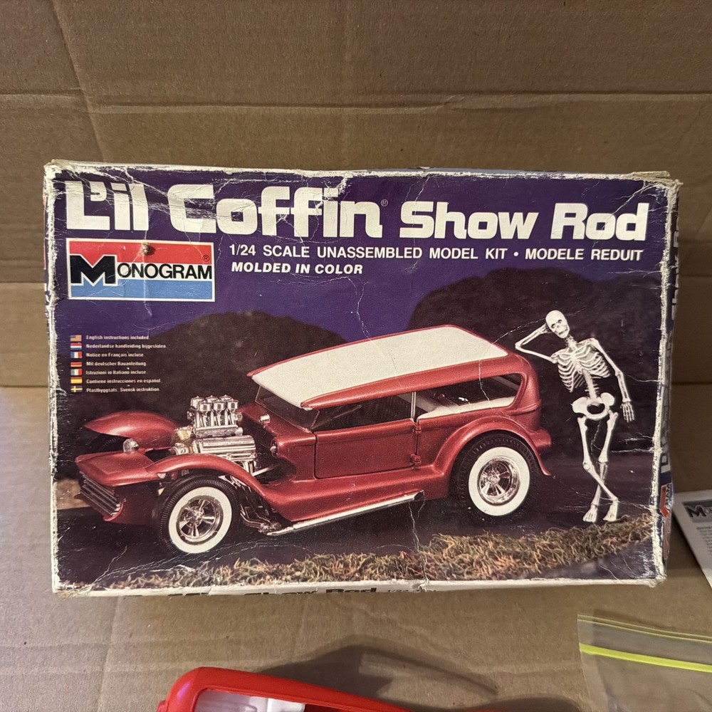 Vintage Monogram Li’l Coffin Show Rod Model Kit 1/24 Needs Work To Finish