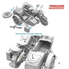 Freedom 16005 1/16 WWII German Military Motocycle R75 with Sidecar Model Kit
