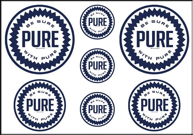 VINTAGE STYLE 1 3/4 AND 1/2 INCH PURE GAS OIL DECAL STICKER