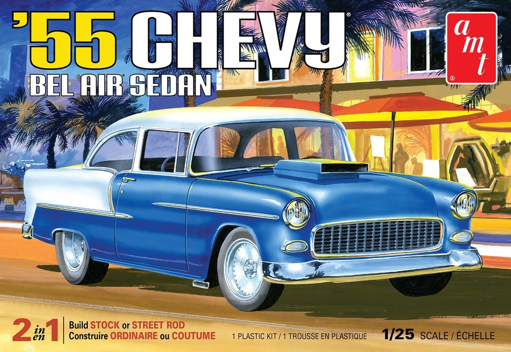 AMT 1119 1955 Chevy Bel Air Sedan 1/25 Model Kit 2 in 1 Brand New Factory Sealed