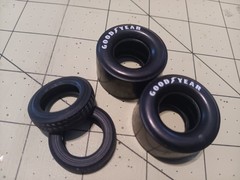 Pro Street Tires – Wide Goodyear White Letter Slicks – Narrow Fronts – AMT 1:25