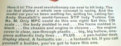 MPC STP Indy Turbine Car # 40 Model Car 1/20 Full Color Dealer Flyer PHOTOCOPY